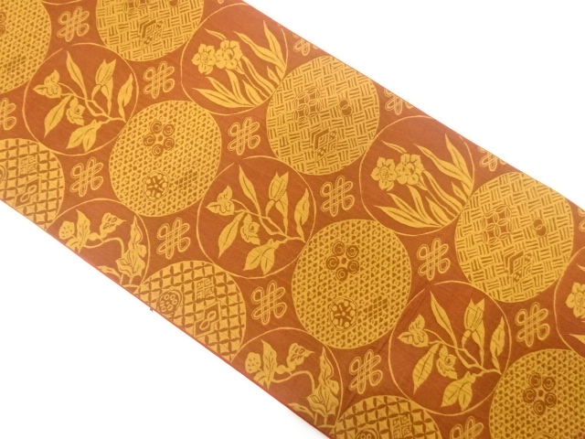 JAPANESE FUKURO OBI / WOVEN FLORAL PLANTS